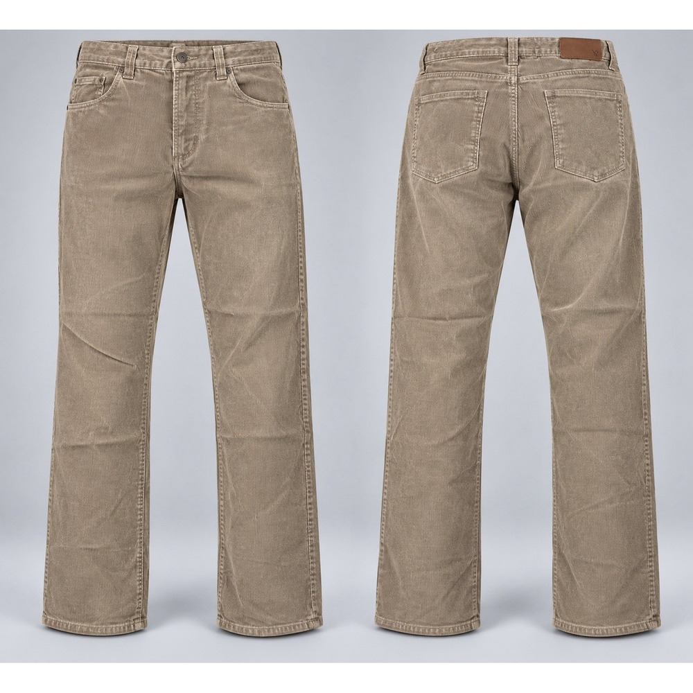 L.L. Bean Signature Pants Mens 34x30 Tan Corduroy Slim Straight Fit 301738